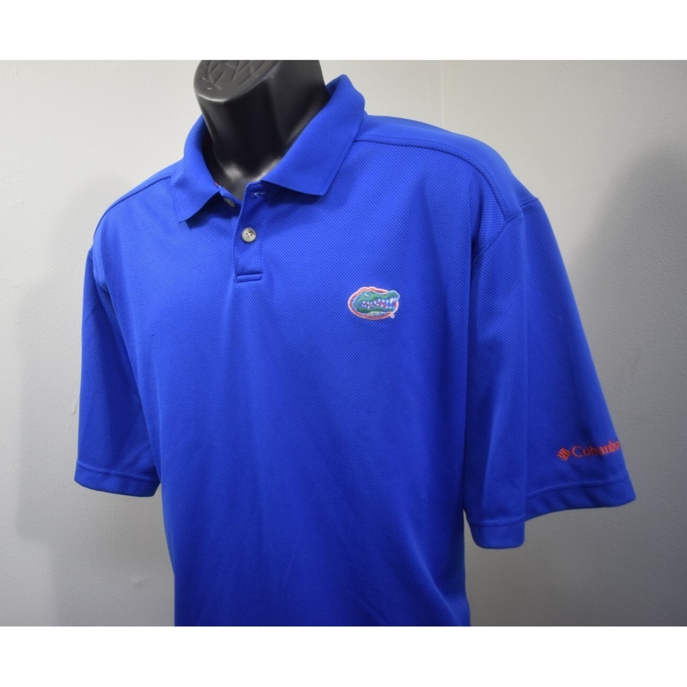 Columbia Florida Gators Fishing Golf Polo Shirt Blue Short Sleeve Mens Size XL